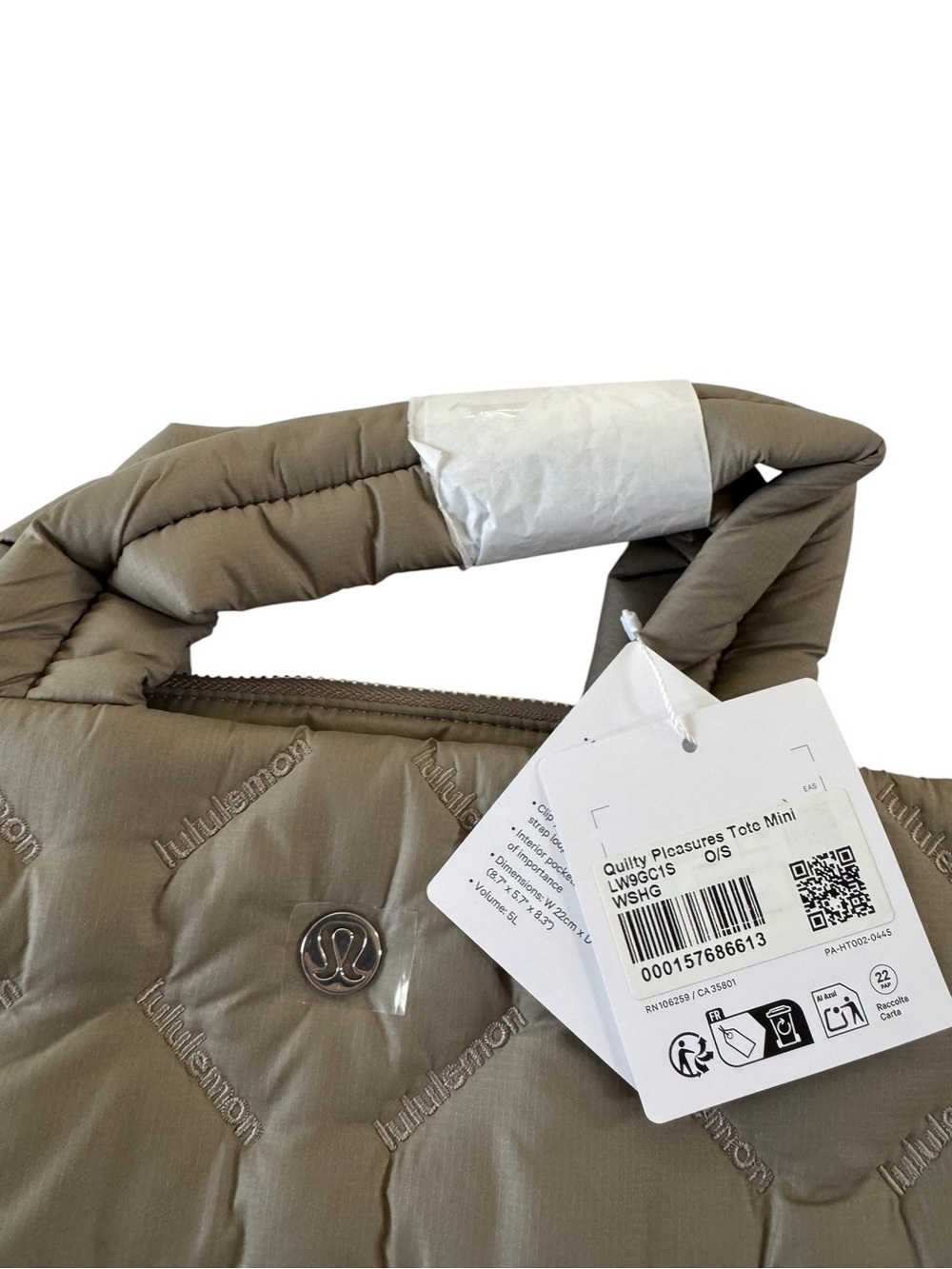 Lululemon Quilty Pleasures Tote Bag mini 5L NWT Taupe Adjustable Strap #NE91 - Picture 3 of 14